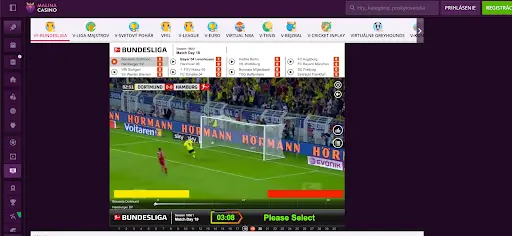 Virtuálna futbalová Bundesliga v Malina Casino so zápasom Dortmund vs Hamburg