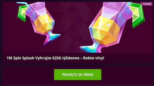 Farebné koktaily a promo akcia 1M Spin Splash v Malina Casino